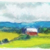 Red Barn and Teal Moutain